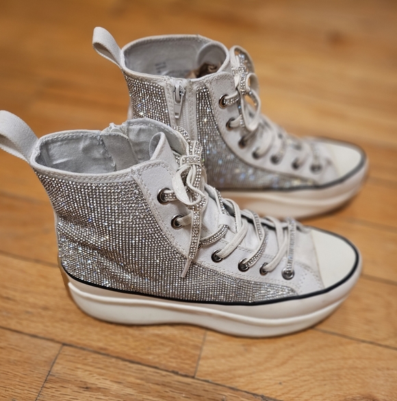 Steve Madden Shoes - Steve Madden Glittering Silver High-Top Sneakers